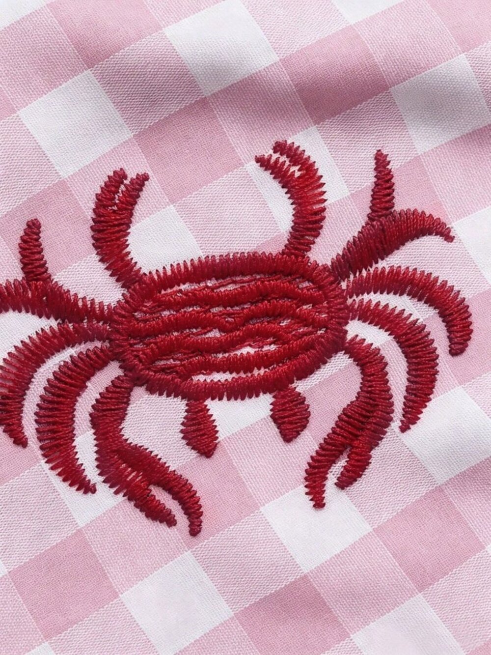 Pink Chic Women's Strapless Plaid Crab Embroidery A-Line Mini Dress - Picture 7 of 7